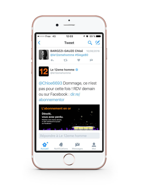 Application Twitter pour Orange le 12eme homme
